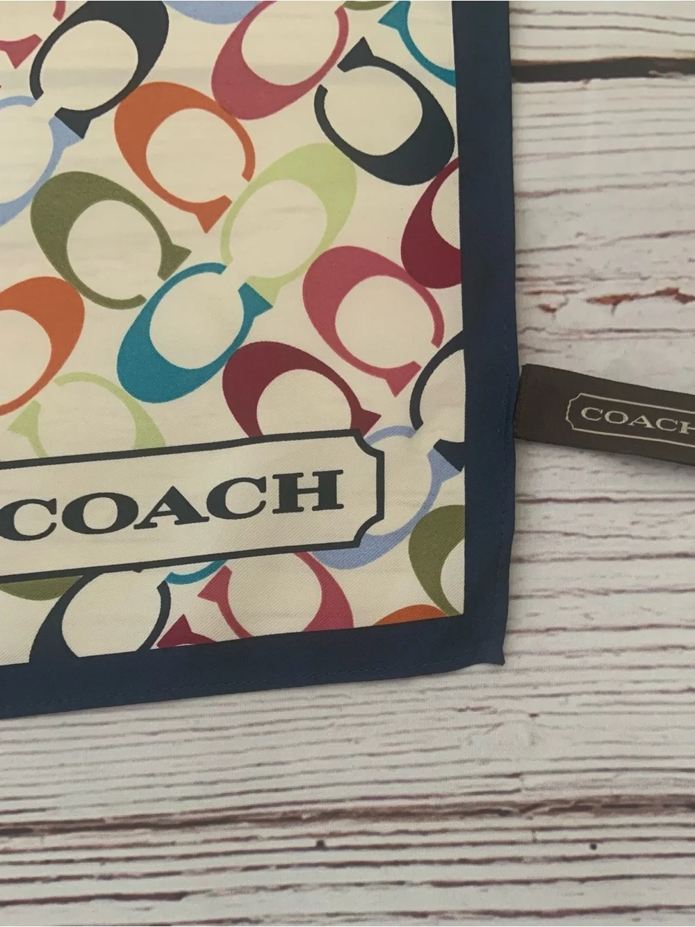 Coach Vintage 100% Silk Signature Monogram Multicolor C Square Scarf